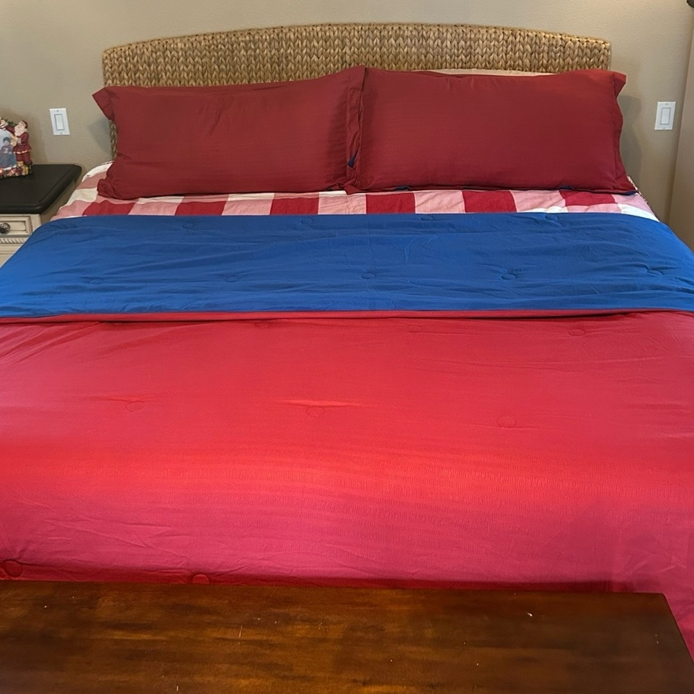 Festive Red Holiday King Bedding Reversible